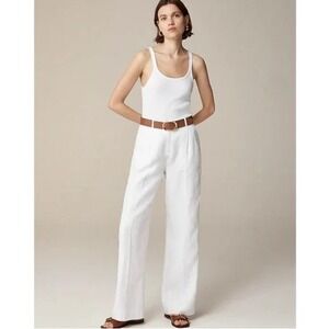 NWT J. Crew Essential Wide Leg Pant Linen White Womens Size 6